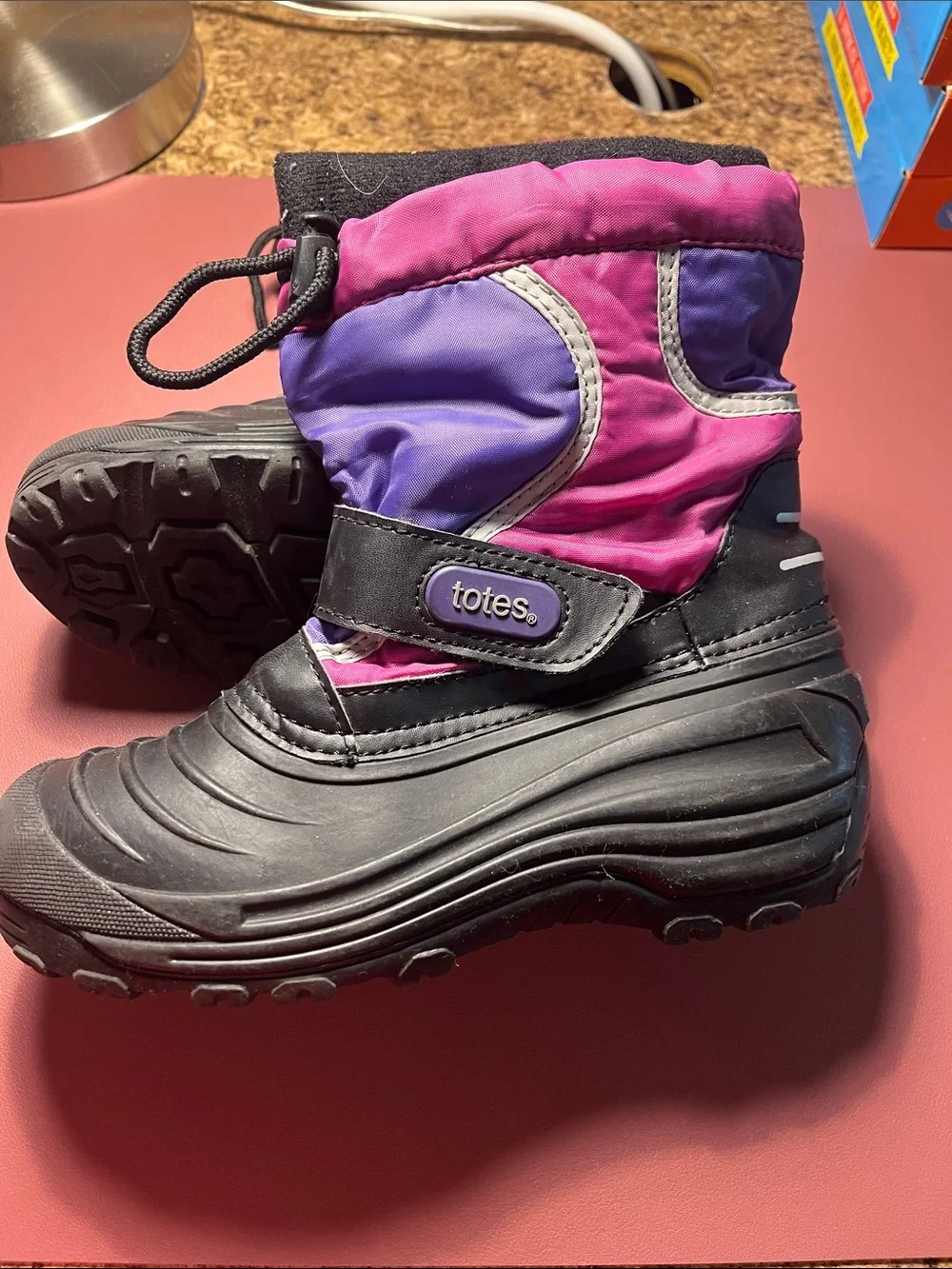totes Kids Pink and Purple Waterproof Winter Boots